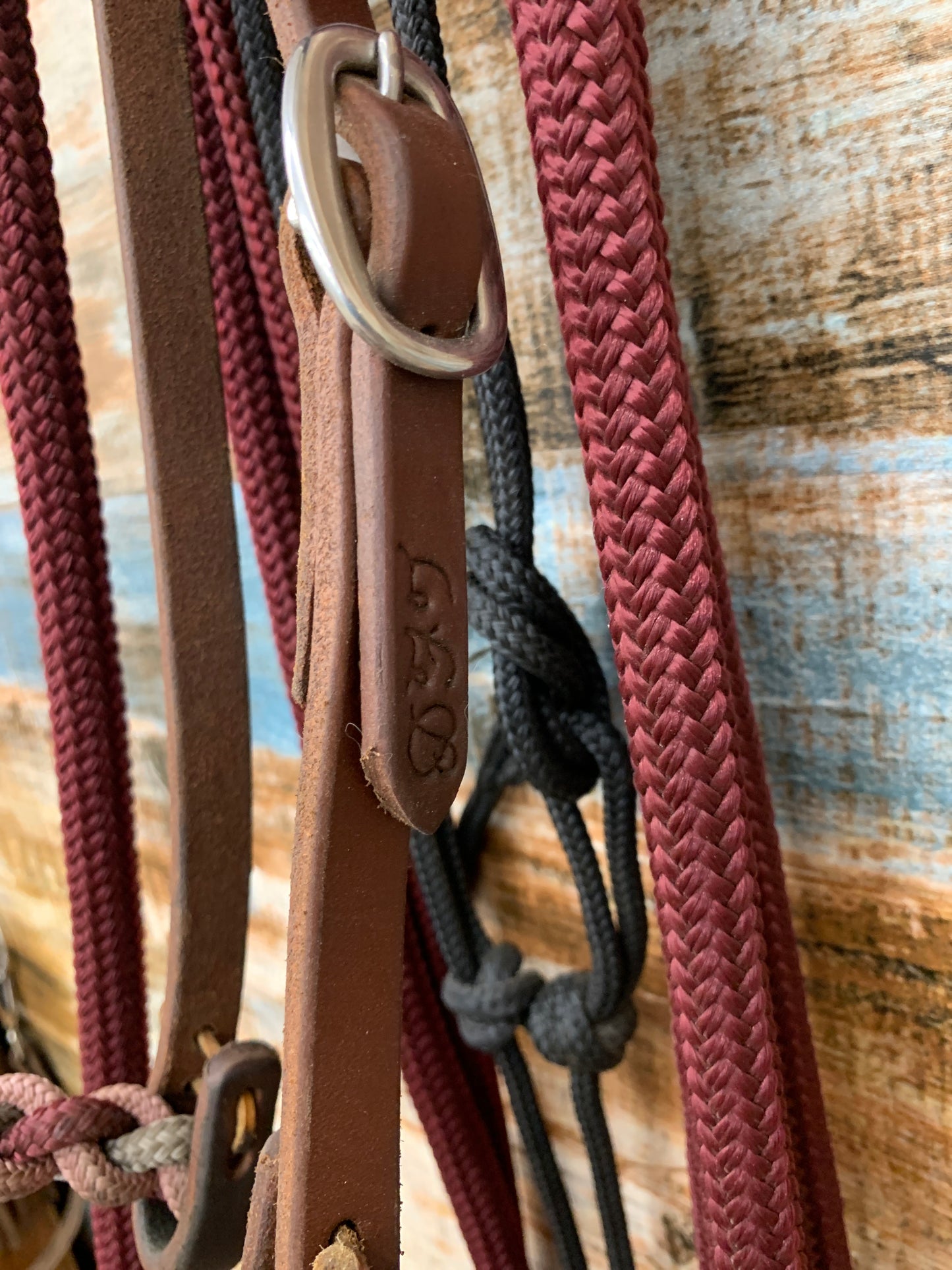 Used Burgundy Hackamore w Reins and lead