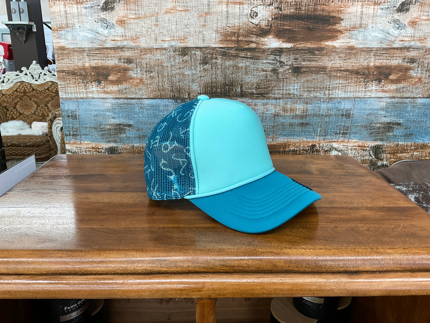 Branded mesh trucker hat