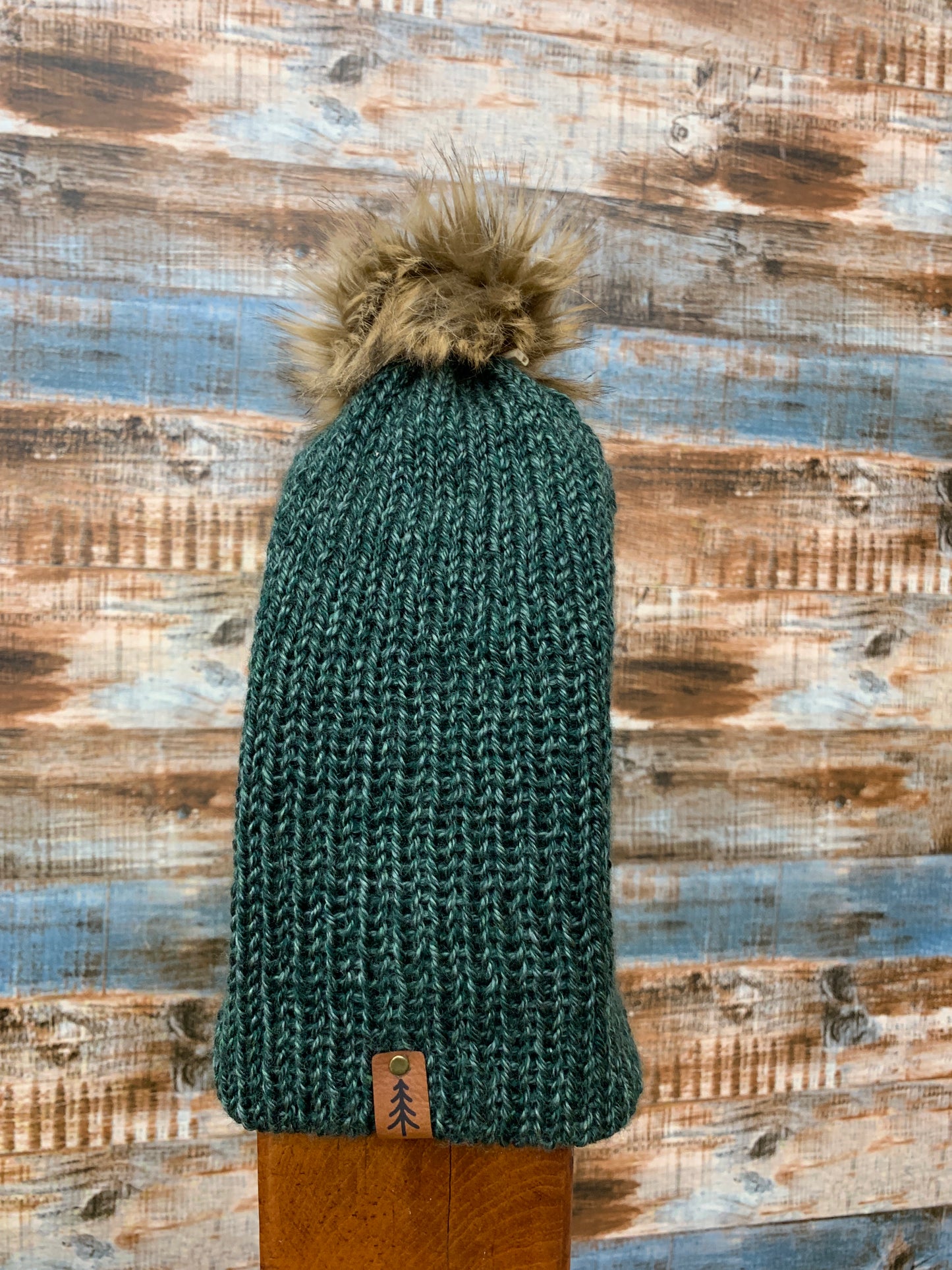 Knit Toque With Fur Pom Pom