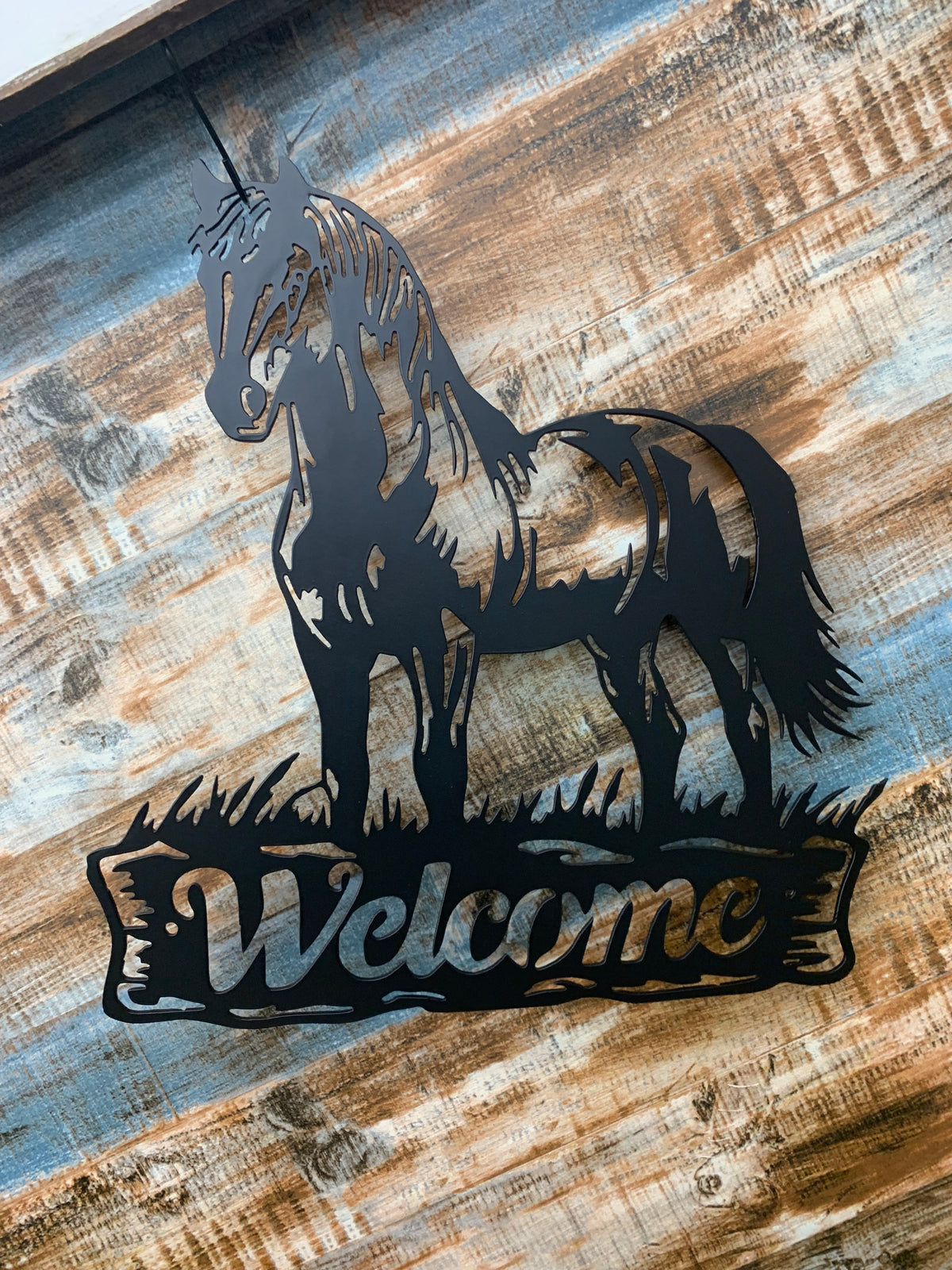 Welcome Horse Metal Sign