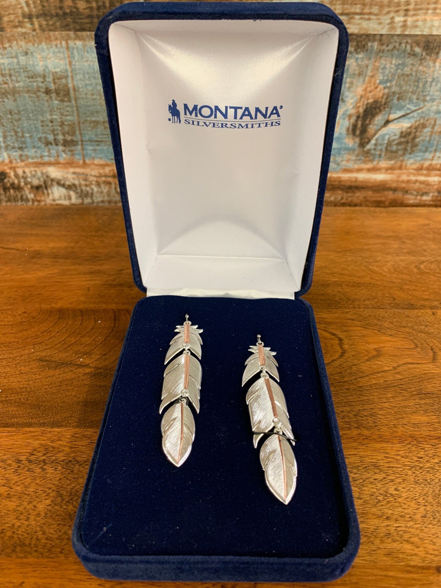 Feather Silver 3” Drop Earrings