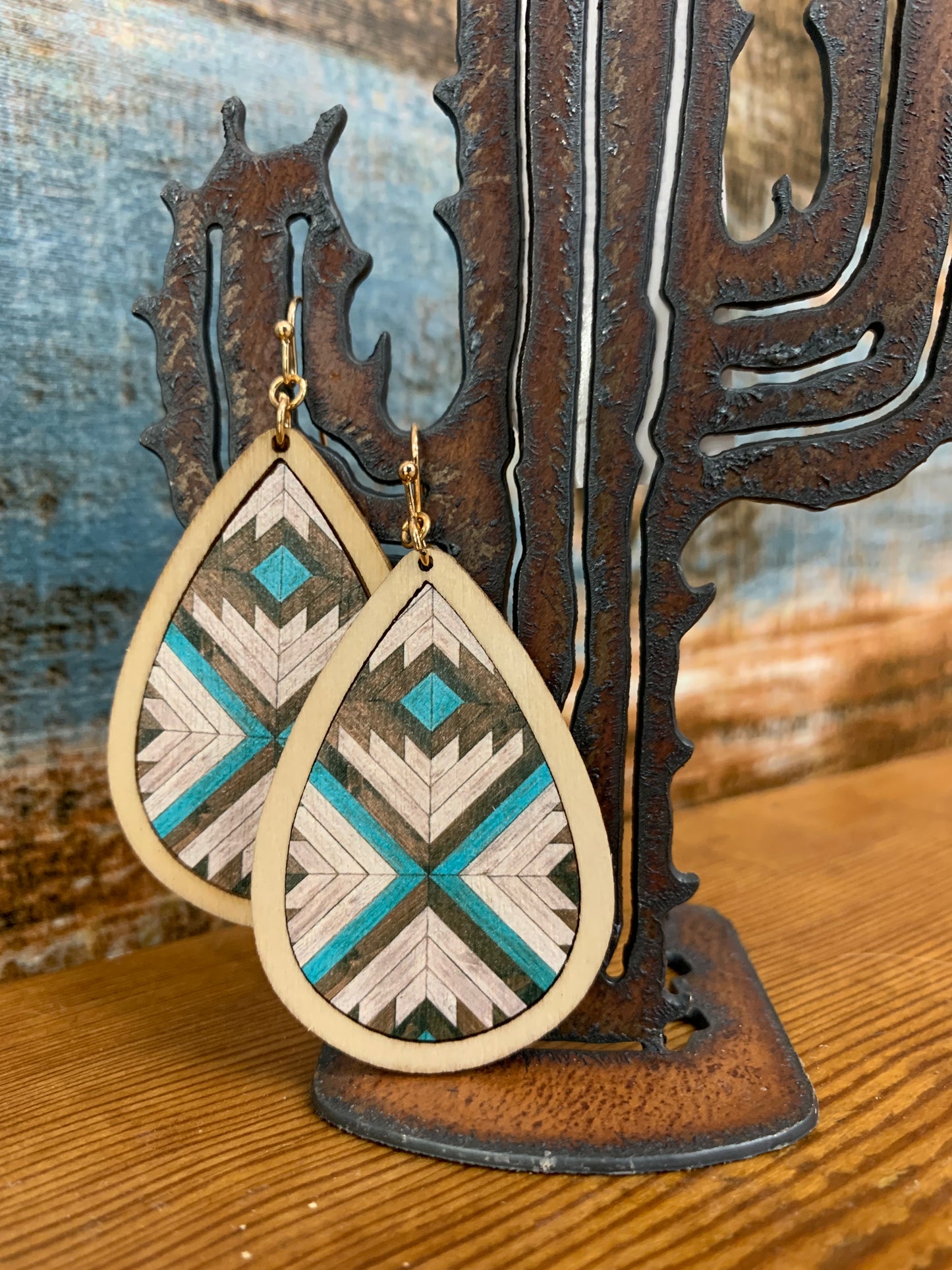 Chevron Parquet Wooden Earrings