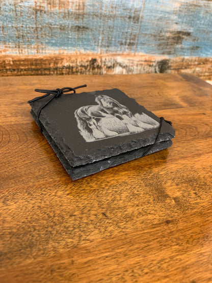 Clydesdale Draft Horse Slate Drink Coaster Pair