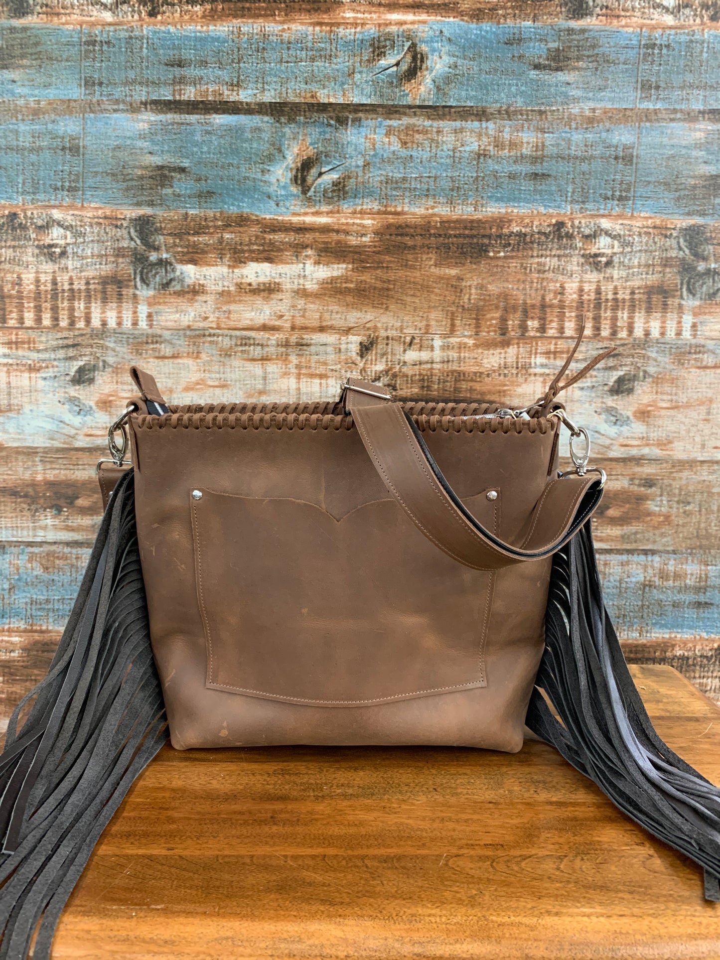 TC Hair on Hide Large Purse With Fringe