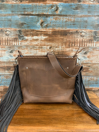 TC Hair on Hide Large Purse With Fringe