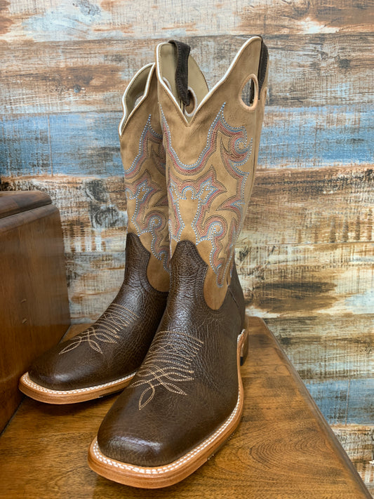 Ladies Boulet Boots Tan W Blue/Pink/ White, and Chocolate Boot 5916