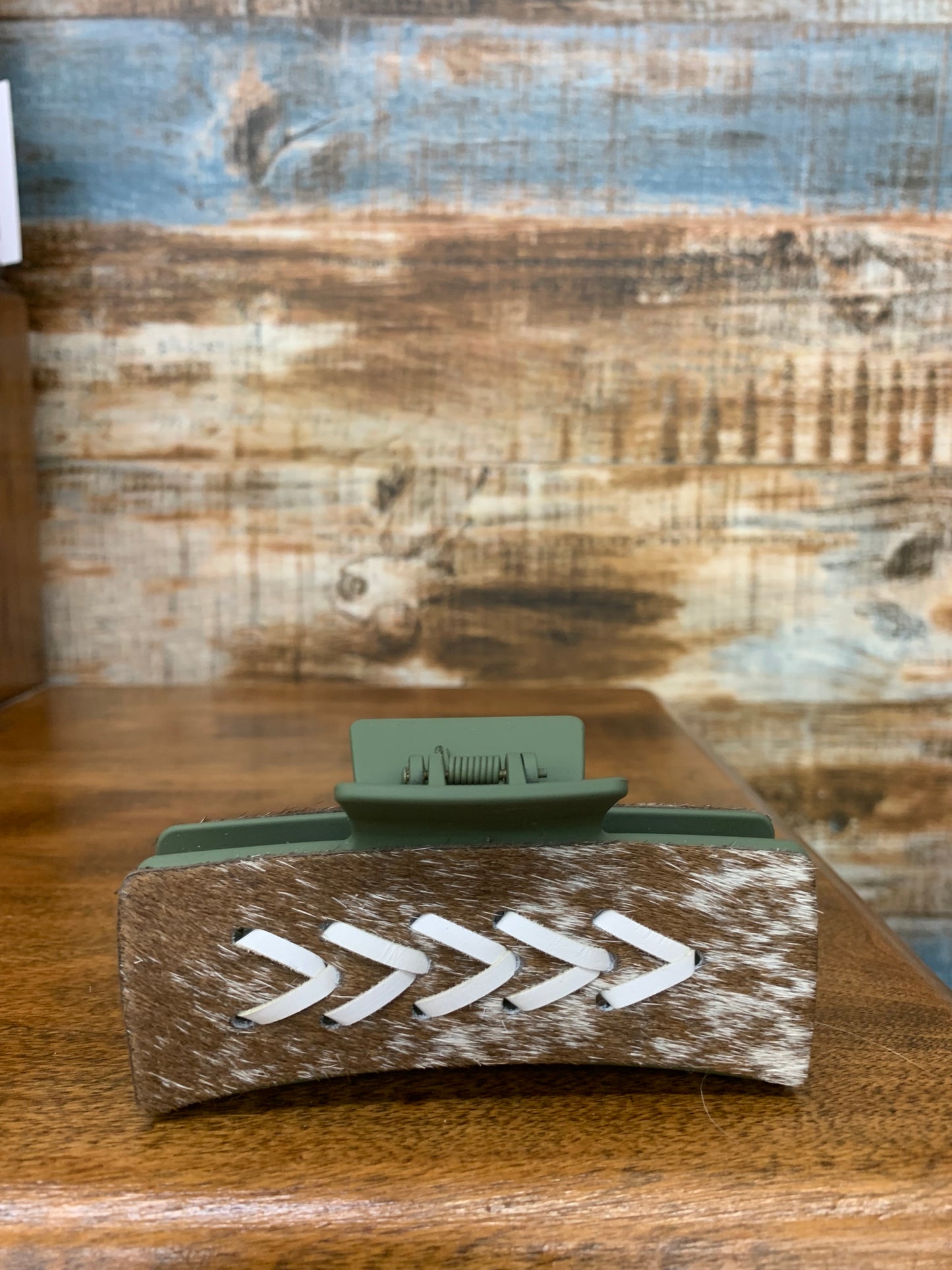 TC Cow Hide Claw Clips W Leather Stitching