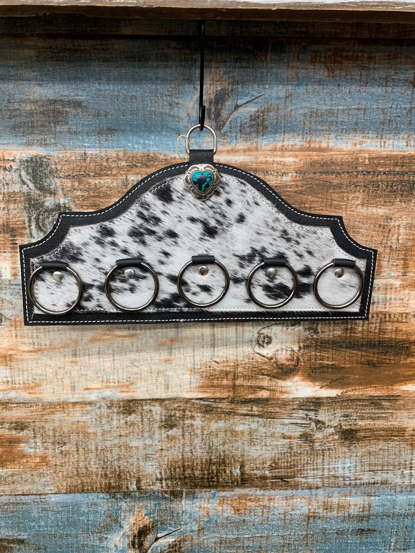 Wild Rag Holders- black and white Cowhide