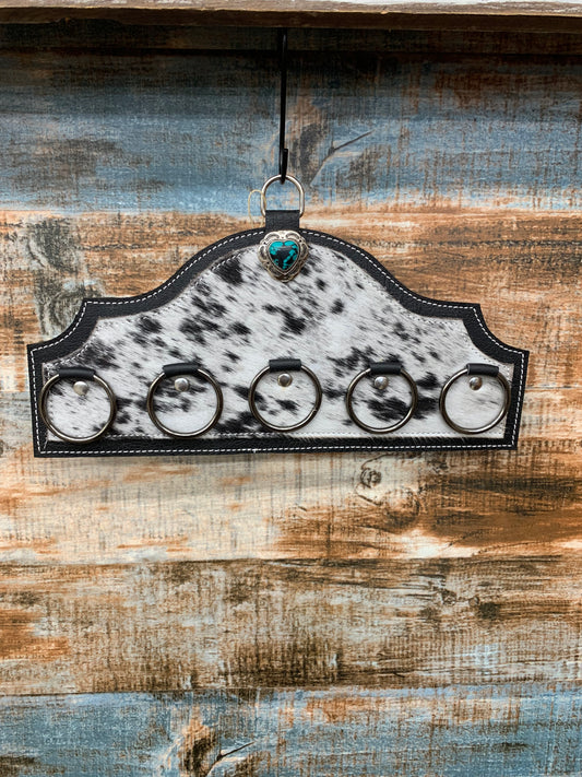 Wild Rag Holders- black and white Cowhide