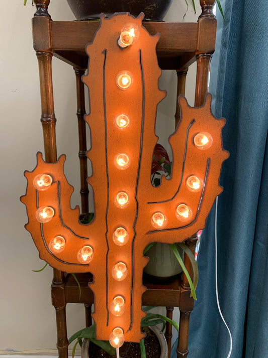 Metal Lighted Cactus Marquee