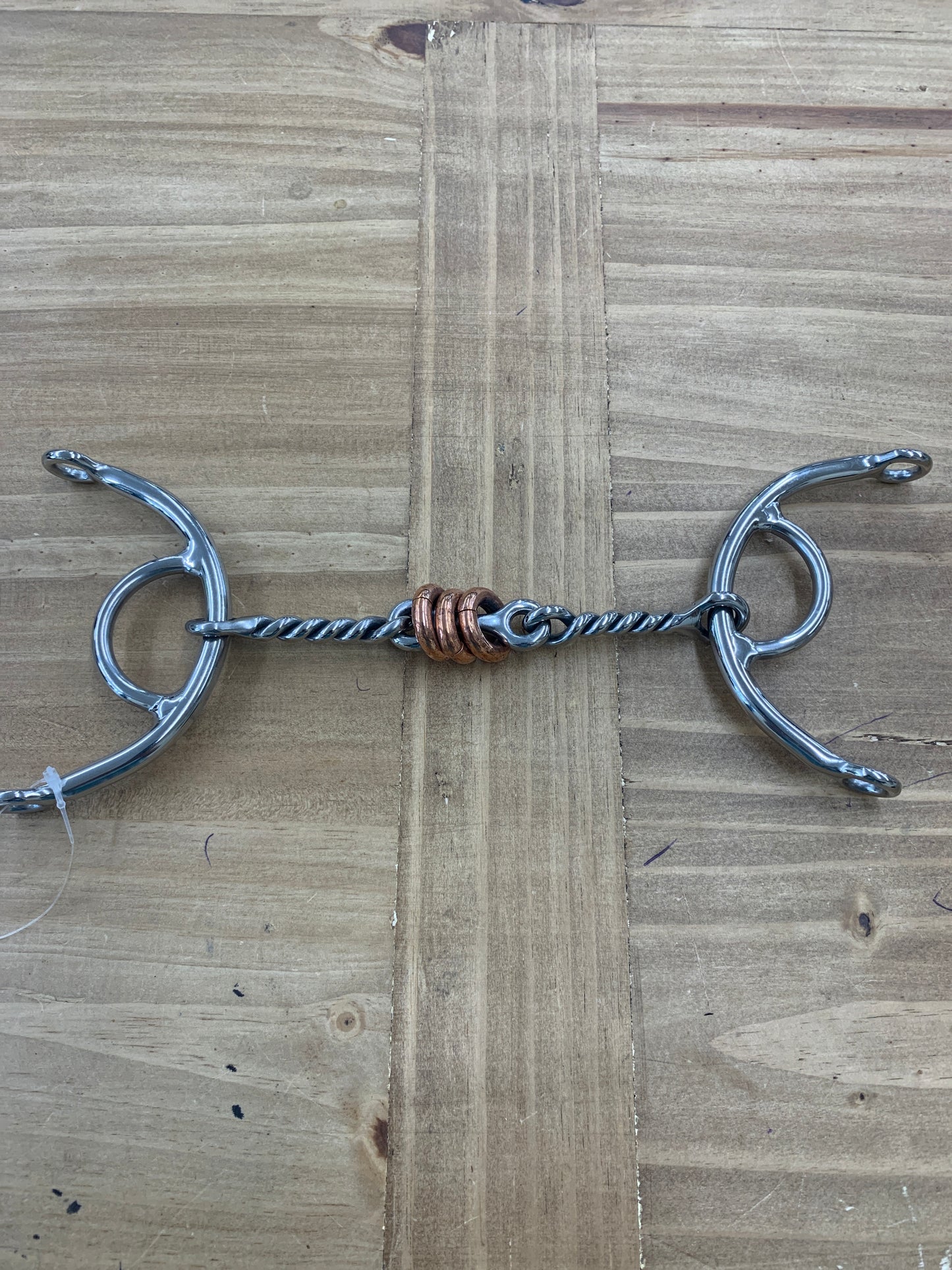 Draw Gag Bit, Twisted Wire Dog Bone with Copper Rings