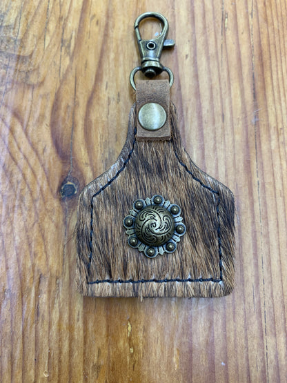 TC Hair on Hide Tag Keychains