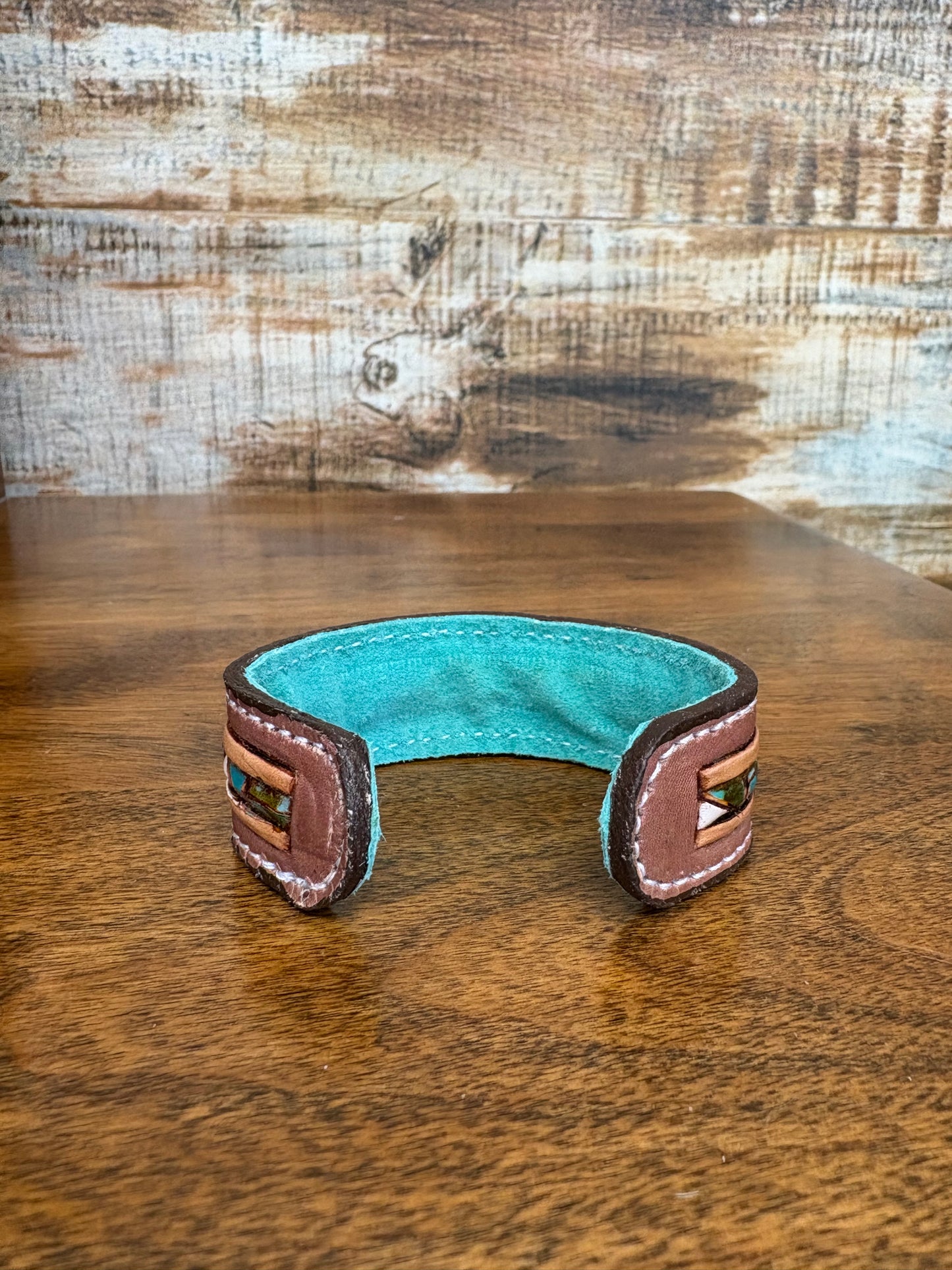 Mosaic Turquoise Leather Cuff