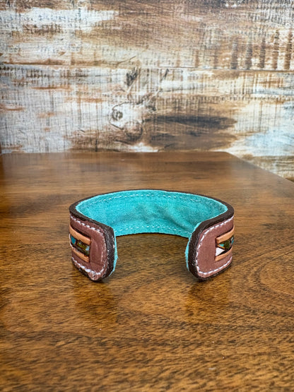 Mosaic Turquoise Leather Cuff