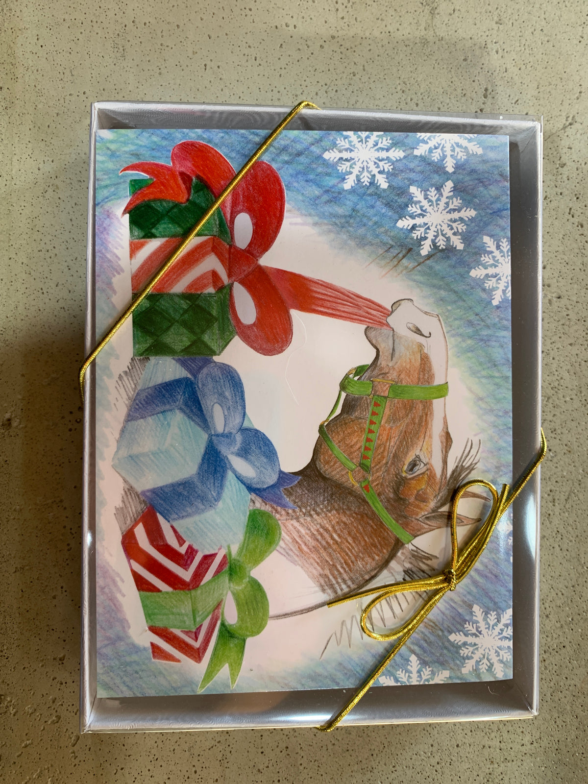 Box of 8 Christmas Cards- Unwrapping Gifts