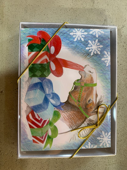 Box of 8 Christmas Cards- Unwrapping Gifts