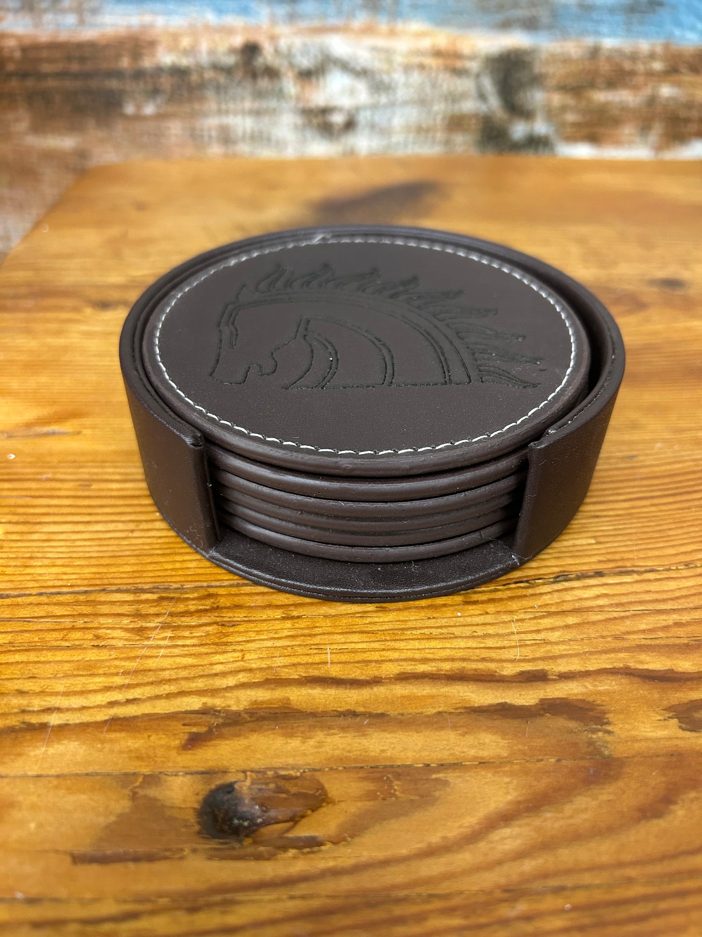 Leather Horse Coasters Set of 6