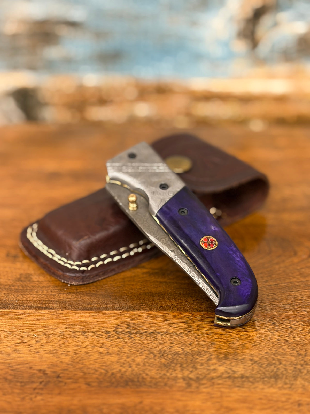 Titan Sapphire Blue Resin 8” Pocket Knife