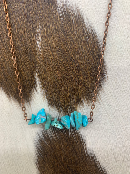 Turquoise Howlite and Copper Bar Necklace
