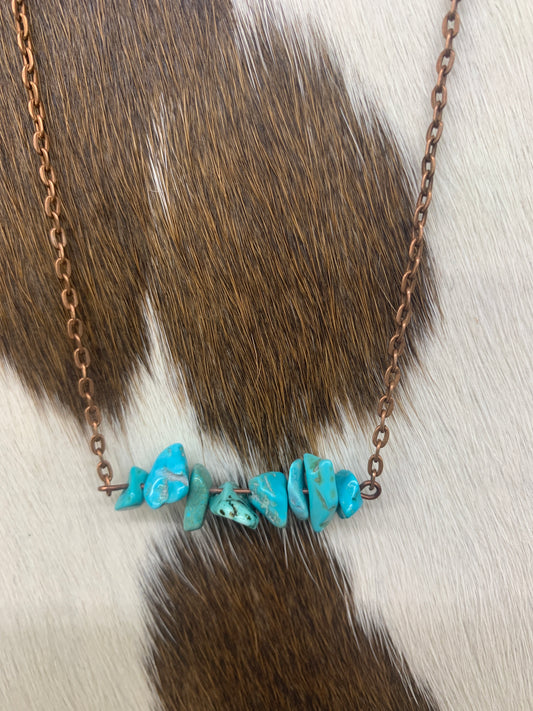 Turquoise Howlite and Copper Bar Necklace