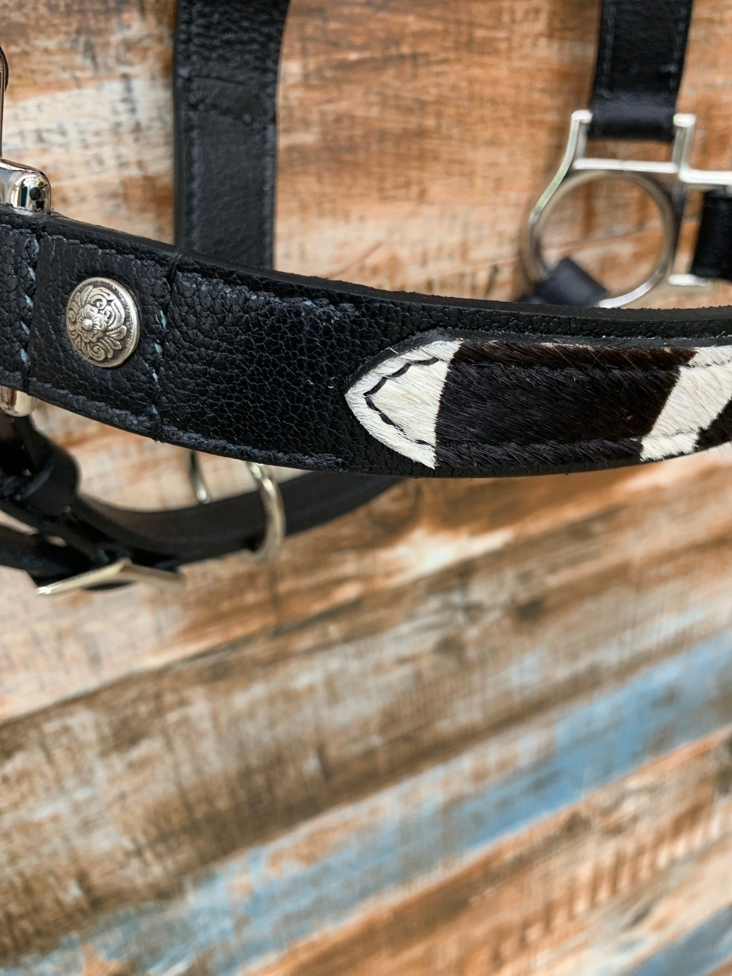 Handcrafted Waterbuffalo Halter with cowhide appliqués