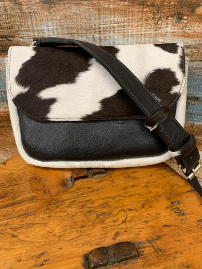 HCL Compact Handcrafted Hide On & Leather Cross Body Purses