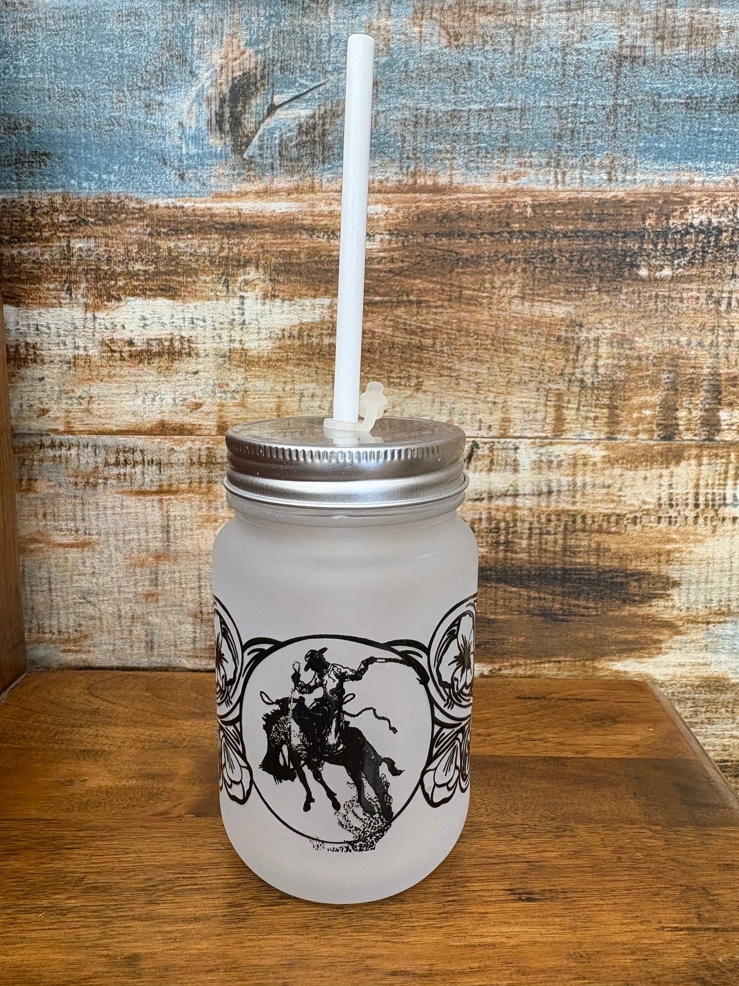 Ranch Bronc Mason Jar Cup