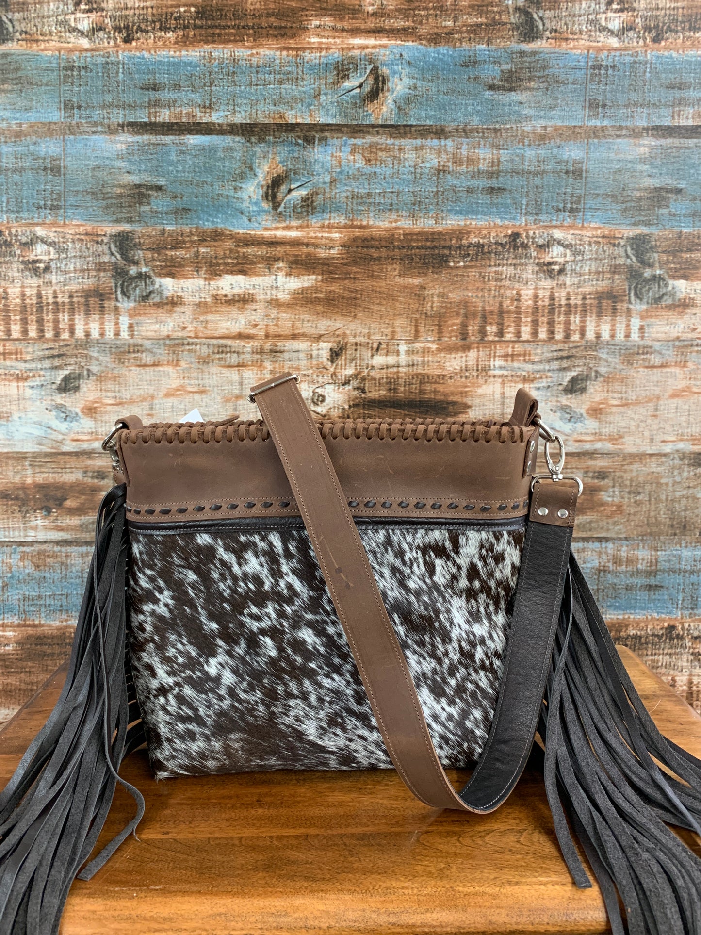 TC Hair on Hide Large Purse With Fringe