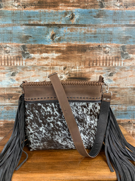 TC Hair on Hide Large Purse With Fringe