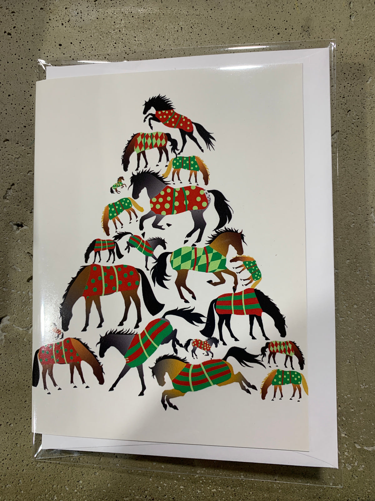 Christmas Card- Horse Christmas Tree