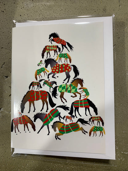 Christmas Card- Horse Christmas Tree
