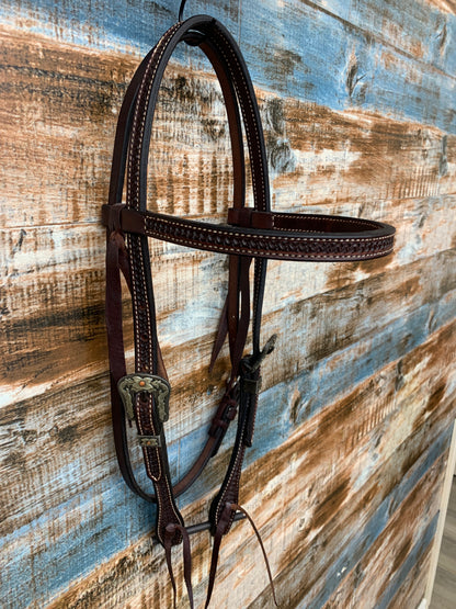 5/8”  Rosewood Spider Tooled Browband Headstall