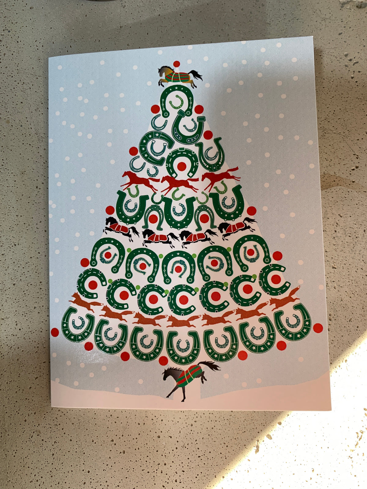 Box of 8 Christmas Cards-Horseshoe Christmas Trees