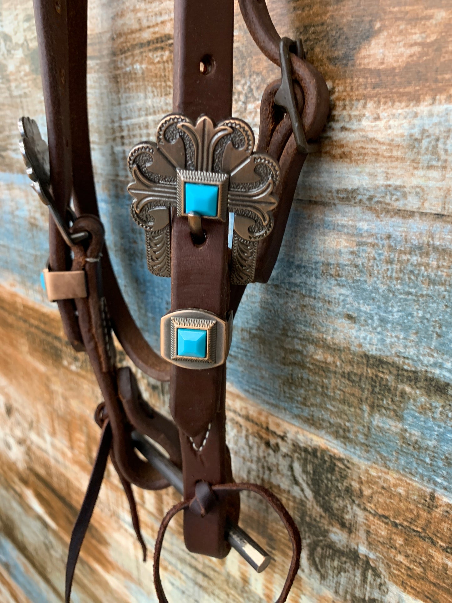 Dark Oil Browband W/ Turquoise Buckle