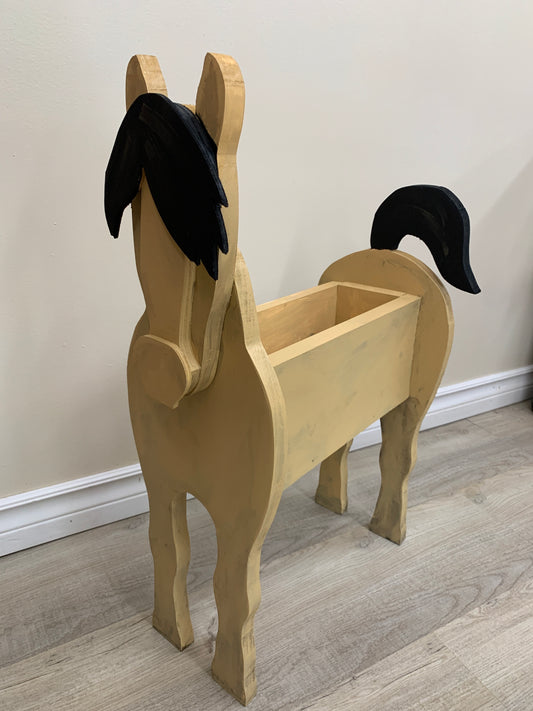 Wood Horse Planter