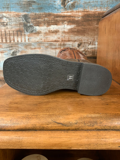 Boulet Kids Boots 3245C  Brown Distressed/Burnt Orange Bronco