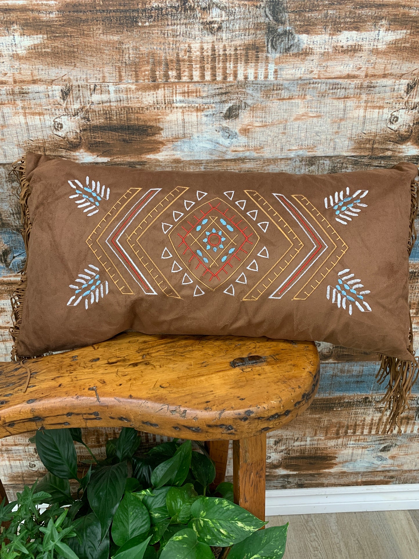 Wrangler Embroidered Pillow w Fringe