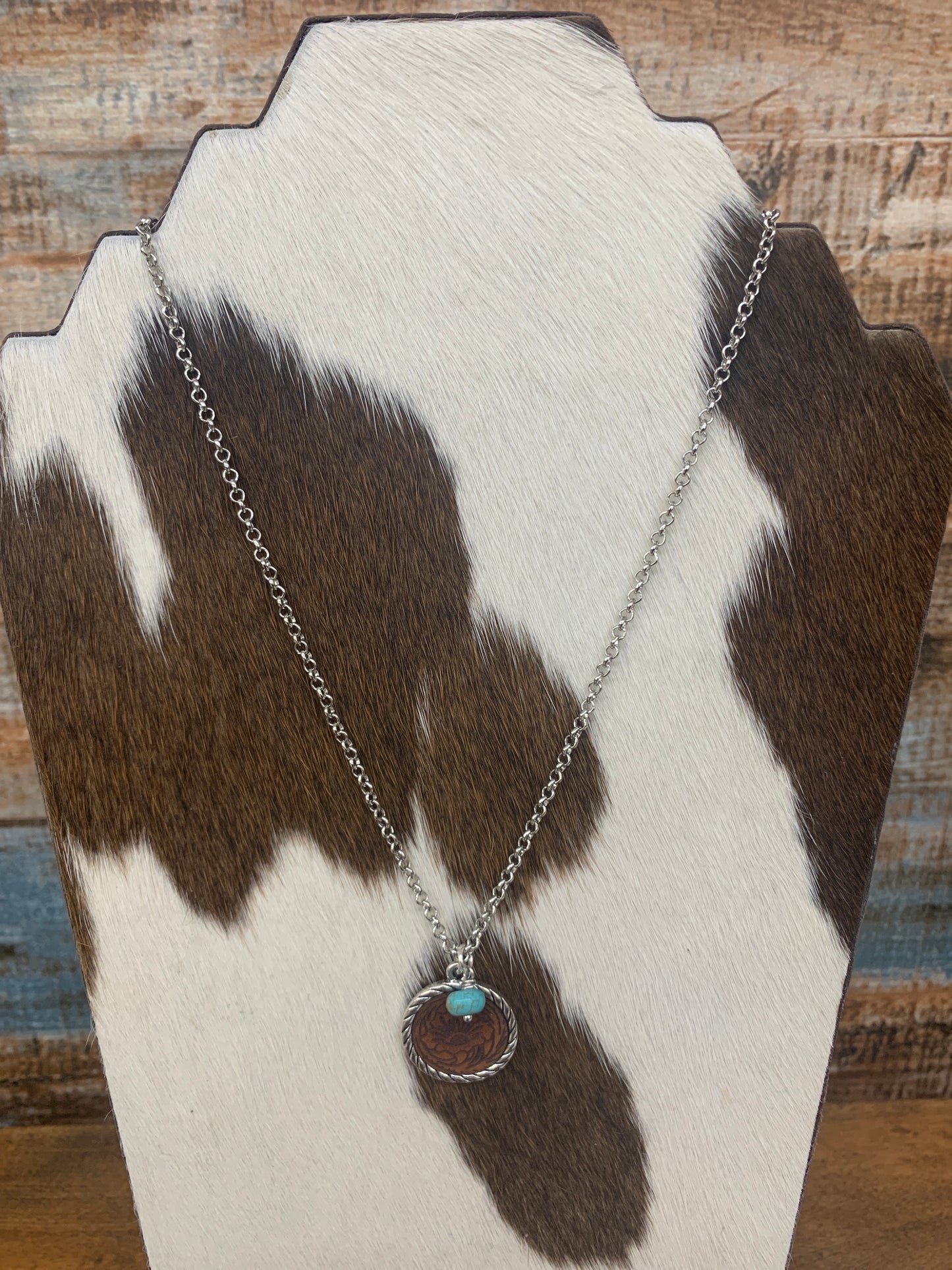 Genuine Leather Necklace w/ Turquoise