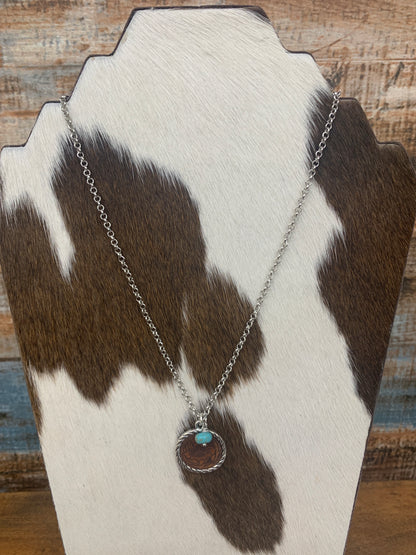 Genuine Leather Necklace w/ Turquoise