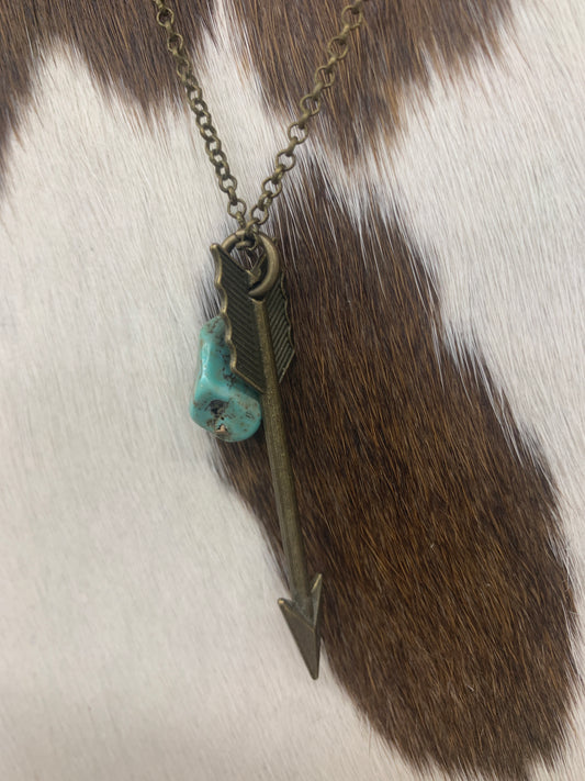 Arrow Necklace w/ Turquoise Stone