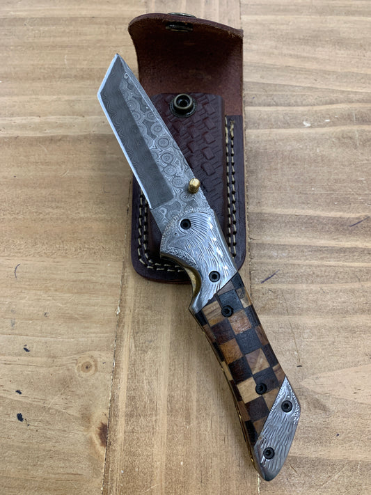 Titan Pcket Knife Checkered Engraved Eagle