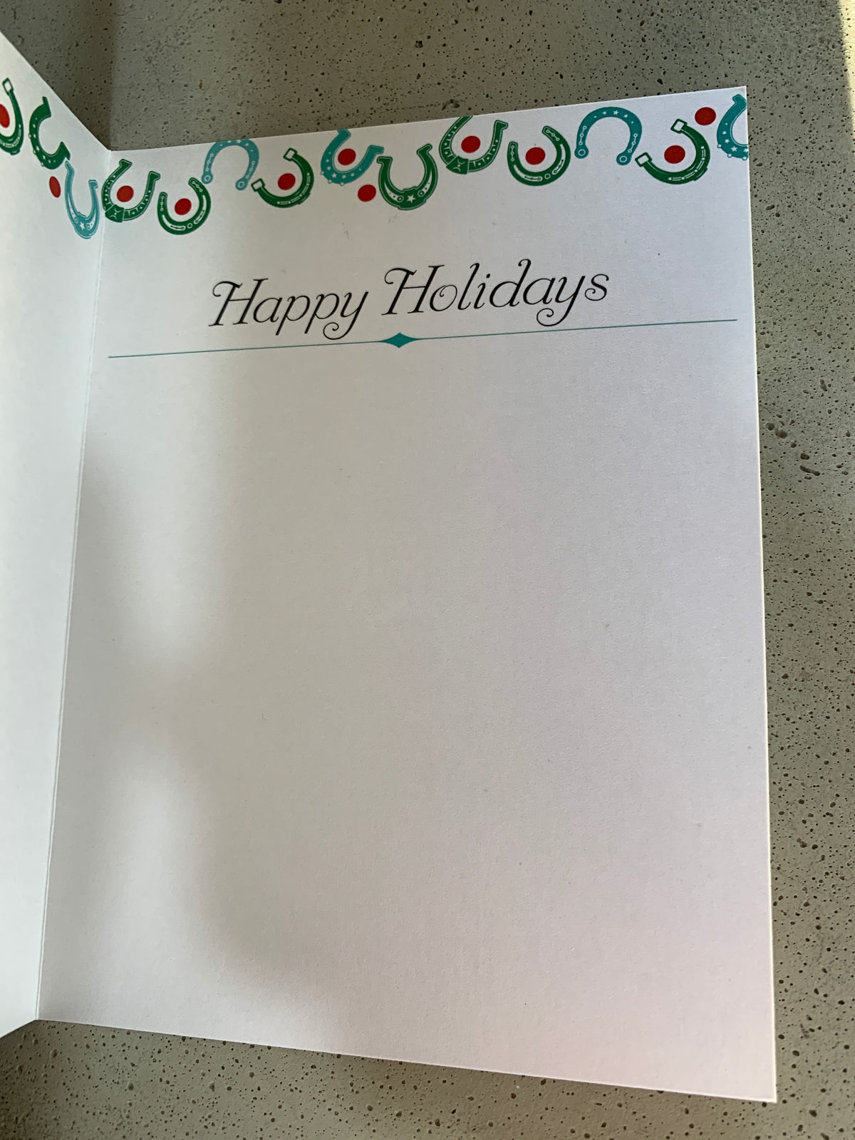 Box of 8 Christmas Cards-Horseshoe Christmas Trees
