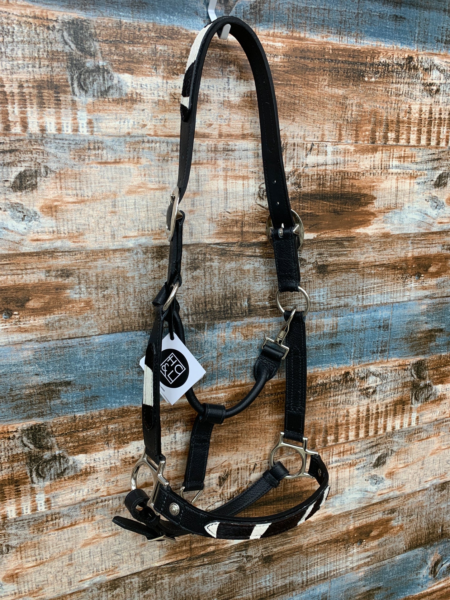 Handcrafted Waterbuffalo Halter with cowhide appliqués