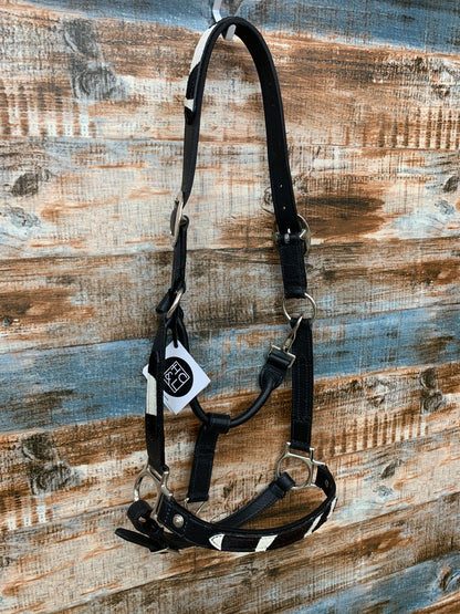 Handcrafted Waterbuffalo Halter with cowhide appliqués