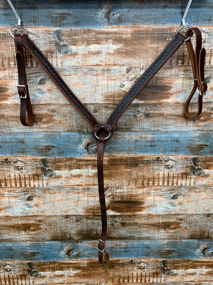 Chocolate with TurquoiseBuck Stitch Breast Collar