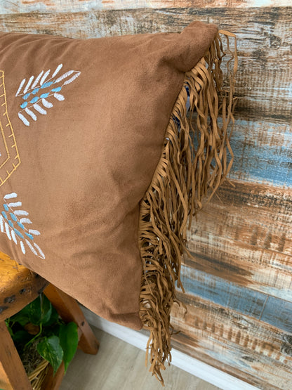 Wrangler Embroidered Pillow w Fringe