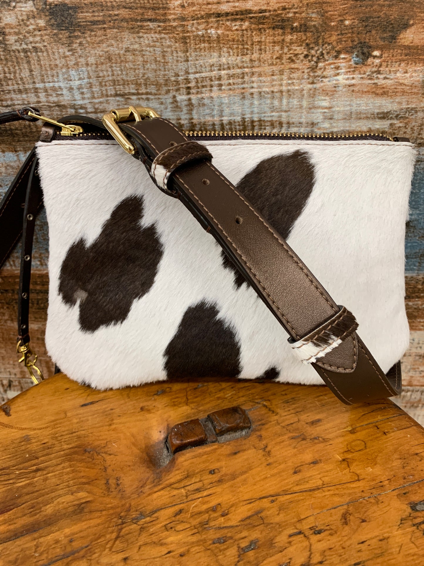 HCL Compact Handcrafted Hide On & Leather Cross Body Purses