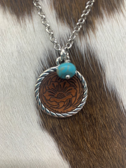 Genuine Leather Necklace w/ Turquoise