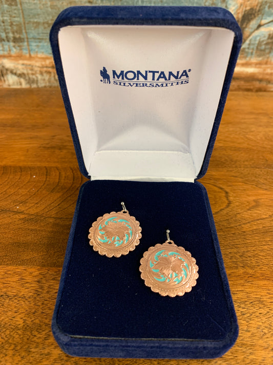 Scalloped Edge Concho Drop Earrings