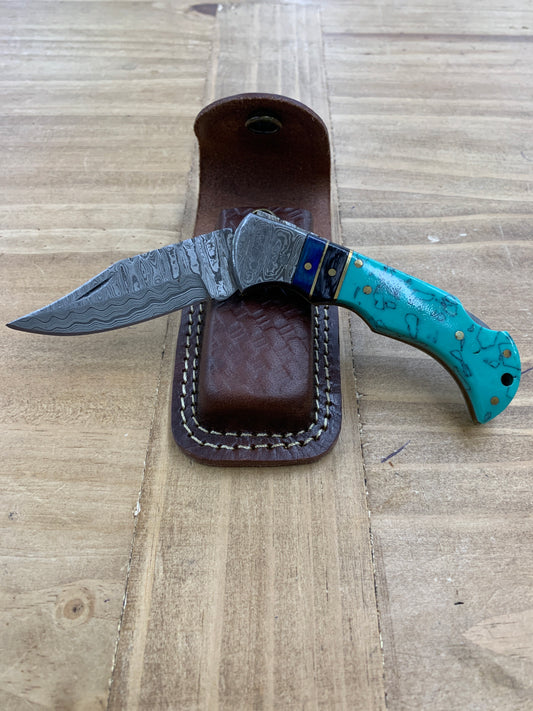 Titan Pocket Knife Turquoise Resin